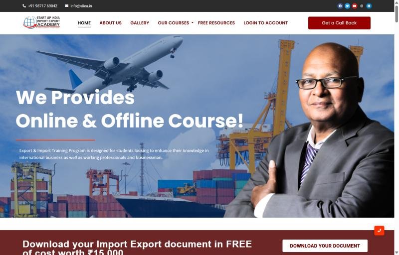 SIIEA Academy website homepage